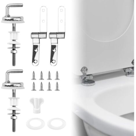 Kit di fissaggio per sedile WC KZQ in 2 pezzi, fissaggio per cerniera sedile WC, cerniere di fissaggio sedile WC, cerniera sedile WC con viti, adatto alla maggior parte dei WC