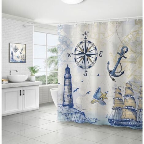Tenda Da Doccia 180x180 Cm, Tessuto Antimuffa, Asciugatura Rapida, Per Bagno, Tende Da Doccia In Poliestere 3d Lavabili Tartaruga 89004574