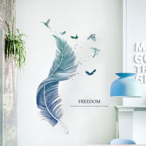 Adesivo da parete KZQ FEATHER in blu (38×67 cm) I Adesivo da parete decorativo Uccelli Poster moderno I Decorazione per soggiorno Camera da letto Cucina Corridoio Mobili Bagno Piastrelle Adulti Adoles (1/4)