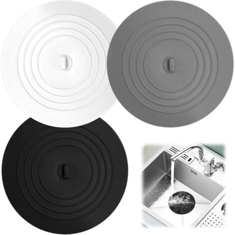 KZQ Confezione da 3 tappi di scarico in silicone, tappo universale per vasca da bagno da 15 cm, tappo per lavandino, tappo per lavandino del bagno, per doccia, vasca da bagno, lavandino (nero/bianco/g (1/4)
