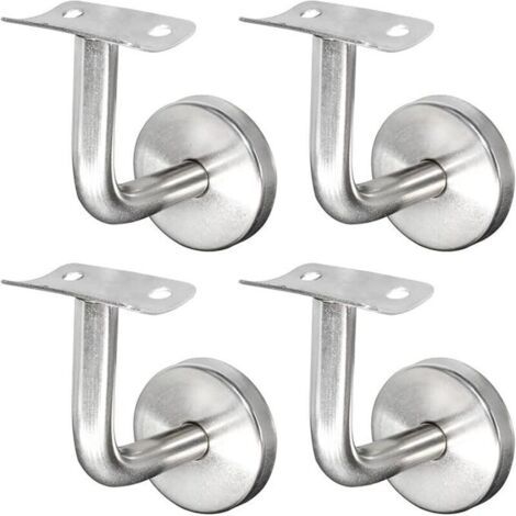 Supporto per corrimano in acciaio inossidabile KZQ 304 per ringhiera delle scale, montaggio a parete, corrimano in legno, argento (confezione da 4)