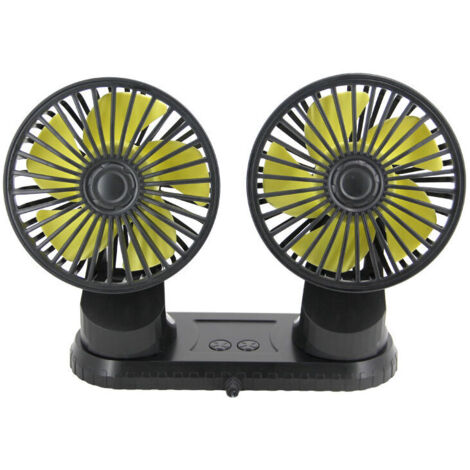 Ventilatore per auto a doppia testa KZQ 5V, ventilatore portatile USB per veicoli, rotazione di 360 gradi, ventilatore da tavolo con 3 forti velocità del vento per cruscotto auto, casa