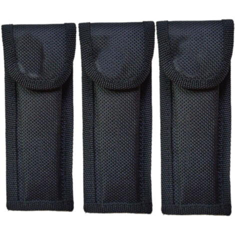 Custodia per coltelli in pelle KZQ (confezione da 6), fodero tascabile, fodero per coltelli pieghevoli in nylon con chiusura in velcro, per campeggio all'aperto ed escursionismo (nero) (1/4)