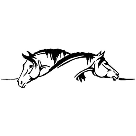 Adesivo per auto KZQ con design creativo di cavalli, 20 x 6 cm, divertente motivo di animali, colore nero. (1/2)
