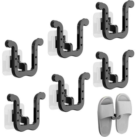 KZQ 6 pezzi Portascarpe autoadesivo da parete per bagno e cucina (6 pezzi, nero) (1/4)