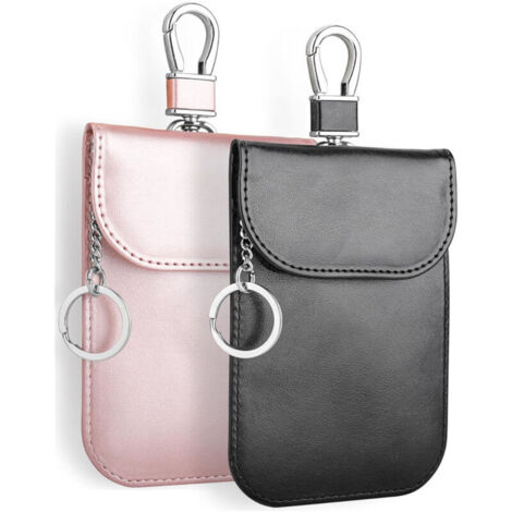 Custodia anti-RFID KZQ Piece, custodia anti-RFID per chiavi auto, blocco del segnale, borse anti-RFID per chiavi auto, nero rosa (1/4)