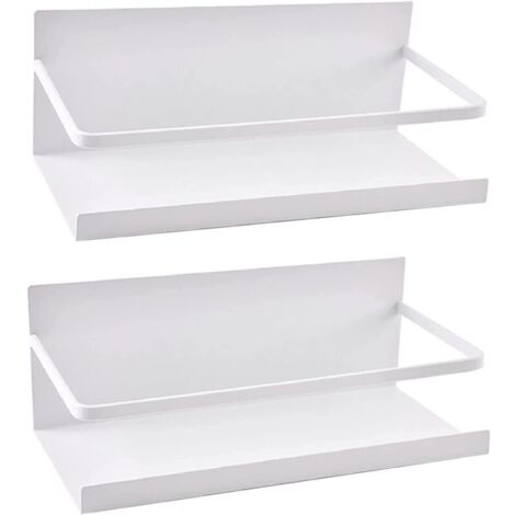 (Bianco) Ripiano per frigorifero, confezione da 2, porta spezie magnetico, ripiano magnetico per frigorifero, organizer salvaspazio per frigorifero da cucina (1/4)