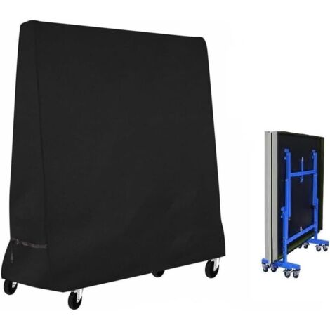 KZQ Telo copri tavolo da ping pong per esterni, antistrappo, impermeabile e antivento, telo protettivo impermeabile per tavolo da ping pong, nero, 185 x 70 x 165 cm