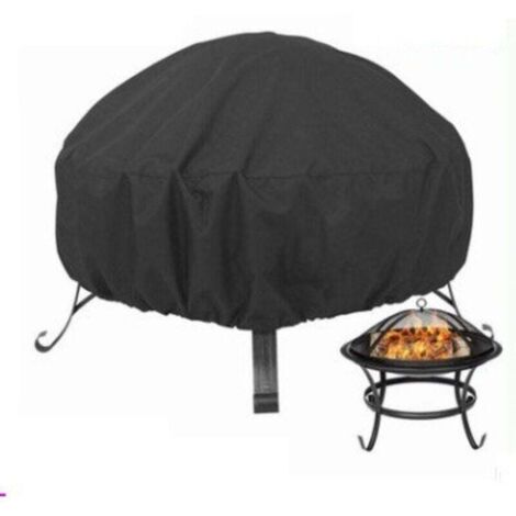 Copertura per braciere rotonda KZQ con coulisse, tessuto Oxford impermeabile, antivento e resistente ai raggi UV, 80 x 65 cm, per forno, tavolo da pranzo, sedie e giardino. (1/4)