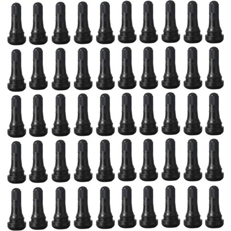 Confezione da 50 cappucci per valvole pneumatici, cappucci per valvole tubeless per pneumatici auto TR413, valvole tubeless per pneumatici auto, valvole in gomma a scatto TR413 per auto, neri (1/4)