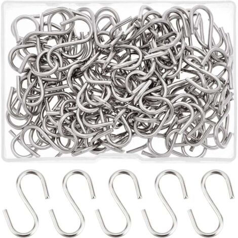 Ganci a S KZQ, piccoli ganci a S in acciaio inossidabile 304, ganci a S in metallo, ganci per appendere piccoli oggetti, chiavi, gioielli, borse leggere, 100 pezzi, 29 x 2 mm (1/4)