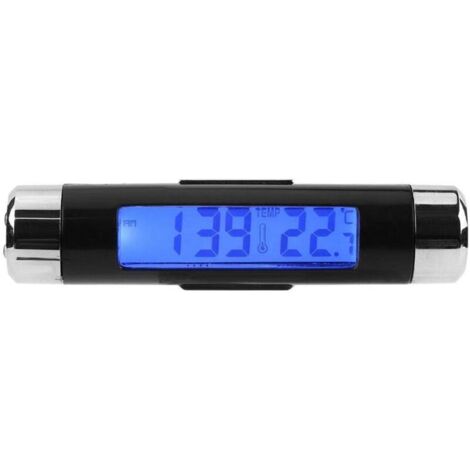Orologio termometro per auto KZQ, orologio LCD con temperatura per auto, orologio elettronico multifunzionale per auto con termometro e display digitale con retroilluminazione a LED.