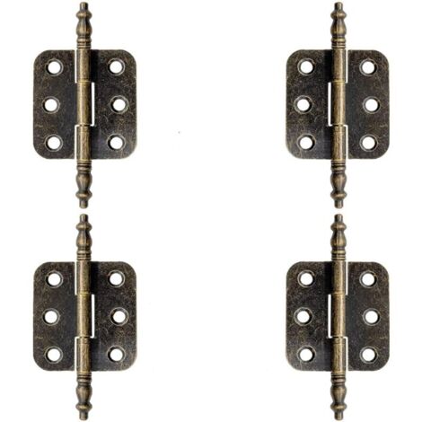 Cerniere in ottone anticato KZQ, confezione da 4 cerniere piatte vintage 70x35 mm, cerniere pieghevoli per ante di mobili, cerniere in bronzo per mobili antichi, portagioie, armadietto (1/4)