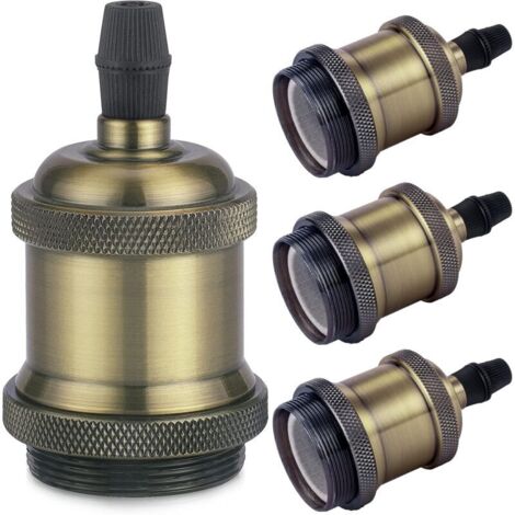 Portalampada vintage E27 KZQ, lampada a sospensione retrò Edison, adattatore in ceramica solida, attacco color oro champagne da 4 pezzi (1/4)