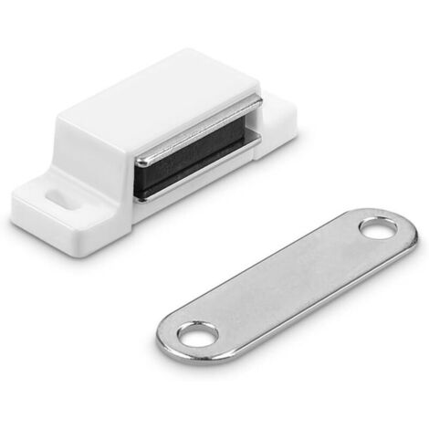 KZQ 10 Chiusure Magnetiche a Scatto per Ante di Mobili e Armadi. Chiusura Magnetica per Ante di Mobili e Armadi. Chiusura Magnetica a Scatto Chiavi in Mano per Ante, Bianca (1/3)