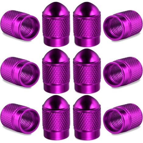 KZQ 12 pezzi Tappi valvola in lega, Coprivalvola universale Coprivalvola Tappi ugello aria Accessori decorativi per auto SUV Moto Bicicletta (viola) (1/4)