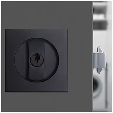 Serratura Con Pomolo PremiApri In Alluminio Nero Per Porte In Legno, Metallo O Vetro, Kit Completo Con Scrocco 60 Mm E Controbordo, Made In Italy