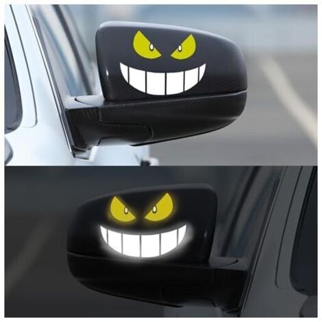 Adesivi divertenti per specchietto retrovisore KZQ (12 × 8 × 0,1 cm), adesivi per auto, adesivi per esterni, adesivi umoristici per auto, adesivi con faccine mostruose per la decorazione di auto. (1/4)