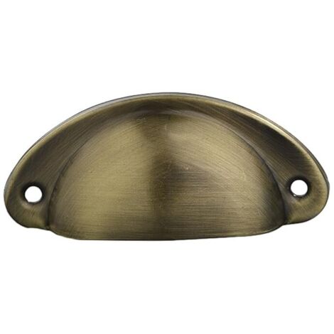 KZQ 10 pezzi Maniglia a conchiglia per cassetto semicircolare retrò per armadietto dei medicinali Ferramenta per mobili vecchio stile Bronzo spazzolato (1/4)