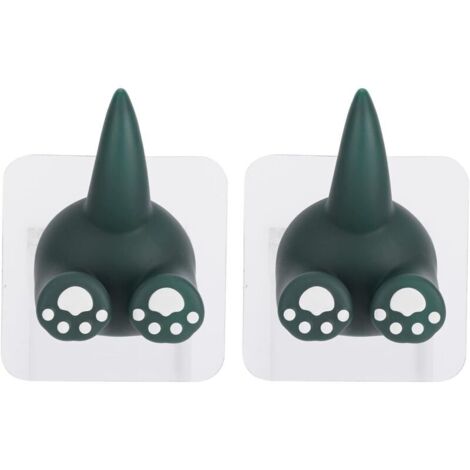 KZQ 2 pezzi ganci per coda di animali, simpatici ganci per animali domestici, simpatico gancio per coda di animali dei cartoni animati, gancio a ventosa per coda di animali (verde dinosauro) (1/4)