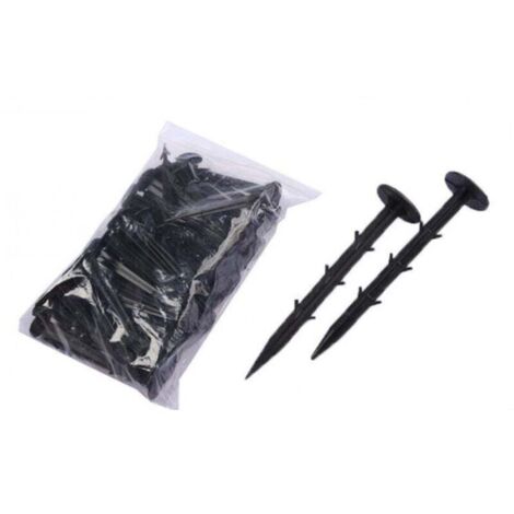 Picchetti da giardinaggio in plastica KZQ, 100 pezzi da 12 cm, picchetti multifunzionali in plastica per giardino e patio, attrezzi di fissaggio per teli di pacciamatura in plastica e prati.