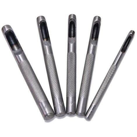 KZQ 5 pezzi Set di punzoni cavi in acciaio fai da te per guarnizioni, cinture, punzoni per artigianato in pelle, 2 mm, 3 mm, 4 mm, 6 mm, 8 mm