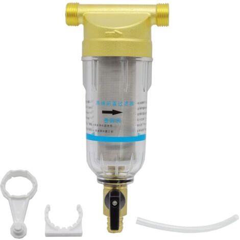 KZQ (8,5 × 8,5 × 19,5 cm) Filtro per l'acqua riutilizzabile e lavabile - Filtro per l'acqua del rubinetto, purificatore d'acqua, filtro per sedimenti centrifugabile, prefiltro per sedimenti per condot (1/4)