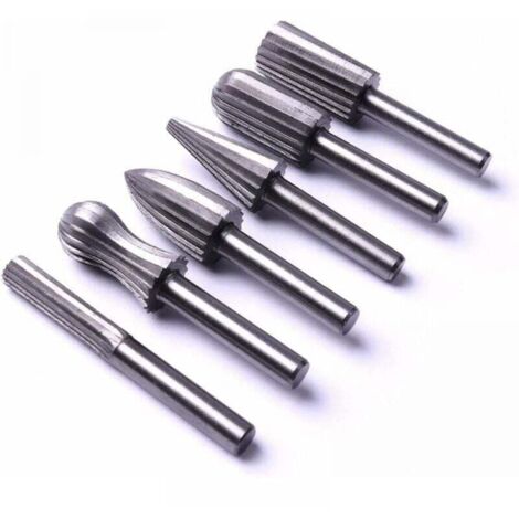 Set di lime rotanti in acciaio KZQ da 6 pezzi da 6 mm e 1/4 di pollice per metallo, plastica, legno, pietra, molatura, sbavatura (1/4)
