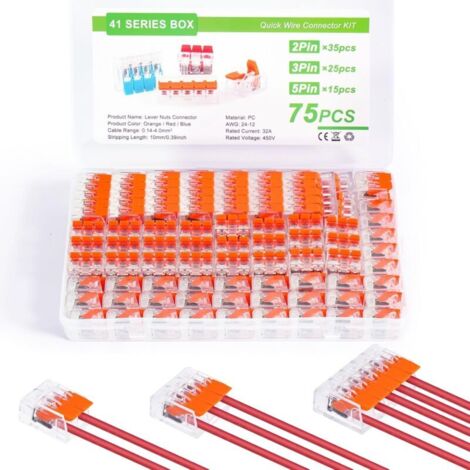 Shirylzee 90 Pezzi Connettori Elettrici Rapidi Connettori Elettrici Compatti Domino Terminali Di Collegamento Elettrico Con Leva Per Cavi Solidi Intrecciati E Flessibili 235 Vie 85828492