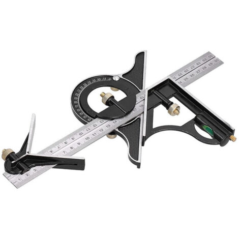 Squadra da carpentiere KZQ da 300 mm, righello angolare in acciaio inossidabile, con livella a bolla e pratico righello, ideale per lavori di falegnameria, 30,5 cm x 11,5 cm x 1,5 cm (1/4)