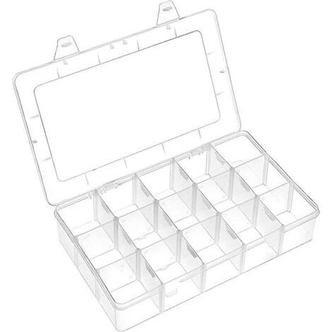 KZQ - Scatola portagioie in plastica, multiuso, regolabile, piccola, portagioie (15 scomparti, trasparente)