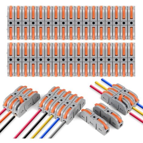 KZQ Connecteurs Électriques Rapide with Levier,34 PCS Bornes de Connexion,Domino, Pour Fil de Câble Peut Être Librement Combiné,PA/PC Ignifuge (1/4)