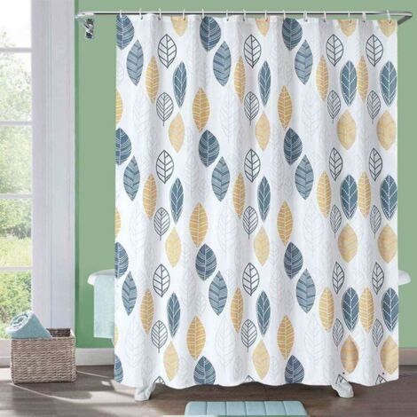 Tenda da doccia KZQ, tenda da bagno impermeabile in tessuto di poliestere con motivo a foglie di piante e fiori, 180x180 cm (1/3)