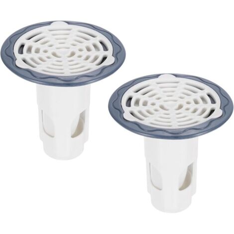 KZQ Piletta antiriflusso per doccia, valvola antiodore per lavandino, tappo di scarico con raccogli-capelli per cucina, bagno, balcone, bianco, 2 pezzi