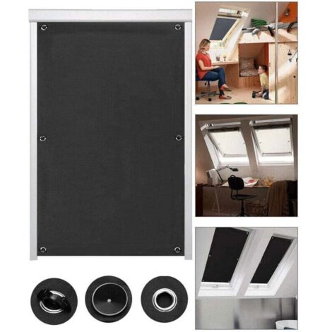 KZQ Cortina opaca con ventosa para tragaluz de dormitorio, ventana de oficina, cortina de viaje para babies, persianas de coche y parasoles (black, 48.2 cm de ancho x 96.4 cm de largo) (1/3)