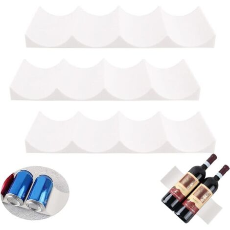 Portabottiglie impilabile KZQ, organizer per lattine di birra in plastica antiscivolo in stile europeo, 3 pezzi, per cucina, piano di lavoro, dispensa e frigorifero (bianco) (1/4)