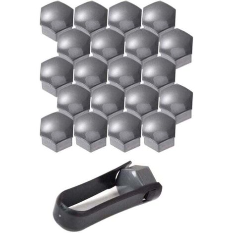 Copridado KZQ da 17 mm, 20 copridadi per bulloni da 17 mm, cappucci di protezione per dadi ruota esagonali, copribulloni universali da 17 mm (grigio) (1/4)