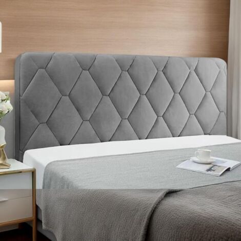 KZQ Copritestata Elastica Lavabile Antipolvere Protezione Completa per Letto Singolo King Size Matrimoniale Cuscini Moderni per Camera da Letto con Lacci Grigio 160cm
