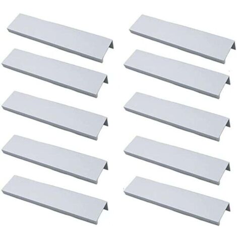 KZQ Confezione da 10 maniglie per mobili, pomelli per cassetti, maniglie per mobili, maniglie per cassettiere, maniglie per mobili da cucina, spaziatura fori: 96 mm, argento