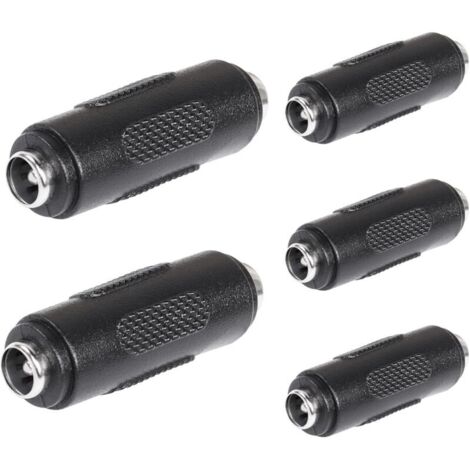 Adattatore di alimentazione CC KZQ da 4 pezzi, connettore femmina-femmina, jack femmina-femmina, adattatore CC 5,5 x 2,1 mm, dritto (1/4)