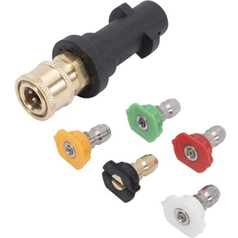 Adattatore per idropulitrice KZQ da 6,35 mm, presa, attacco rapido per Karcher K2, K3, K4, K5, K6, K7 con 5 ugelli multistadio (1/4)