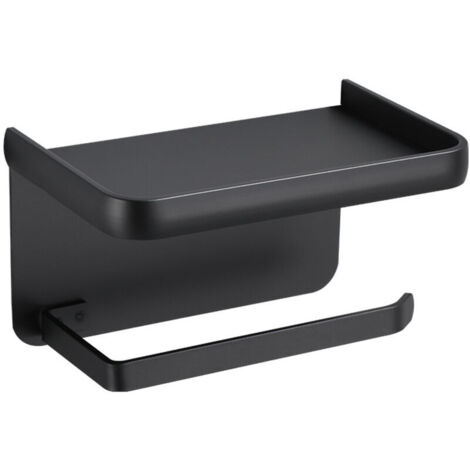 KZQ Portarrollos de papel higienico de pared de aluminium con estante de almacenamiento, color negro (1/4)