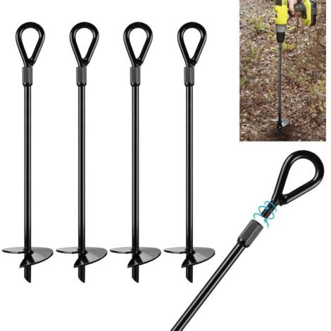 Ancoraggi a terra, set di ancoraggi a terra composto da 4 picchetti lunghi 38 cm e spessi 1,3 cm, ancoraggi a terra molto resistenti, perfetti per tende, pensiline, pensiline, trampolini e altalene