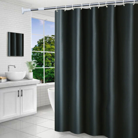Tenda da doccia ad asciugatura rapida, tenda da doccia in tessuto di poliestere impermeabile lavabile in lavatrice, tende da bagno semitrasparenti con 12 ganci, 180 x 200 cm, grigio scuro (1/4)