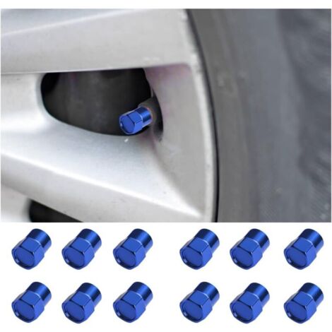 KZQ Confezione da 12 tappi per valvole pneumatici, tappi per valvole pneumatici in alluminio con giunto esagonale, tappi per valvole pneumatici, tappi antipolvere per auto, moto, bicicletta, camion (b (1/4)