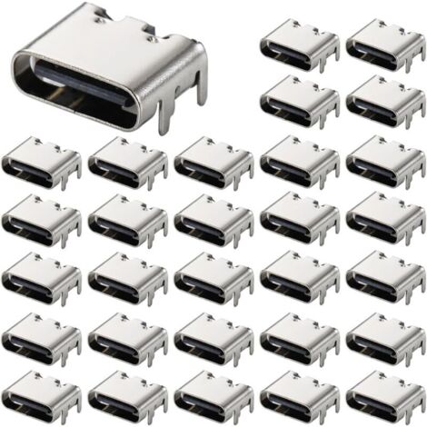 KZQ 30 pezzi USB-3.1 USB C Socket, connettore femmina tipo C a 6 pin per progettazione PCB, fai da te, ricarica ad alta corrente - SMD, SMT (1/4)