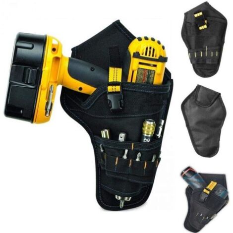 KZQ Borsa portautensili portatile per elettricista, con fondina per chiave a percussione, porta trapano, marsupio portautensili