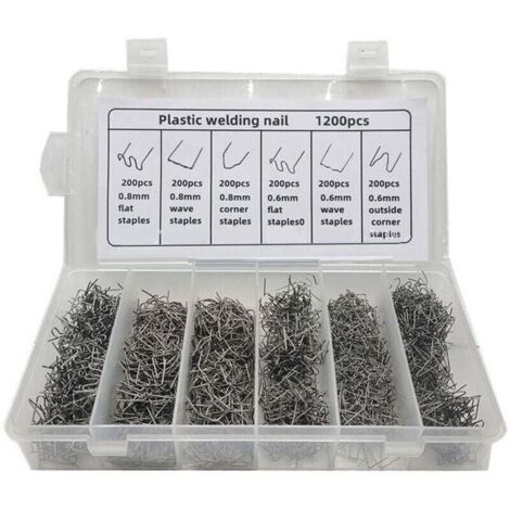 KZQ 1200 pezzi di chiodi per riparazione di plastica del paraurti dell'auto con scatola sufficiente chiodi per riparazione di fili di saldatura con punti metallici caldi per auto (1/4)