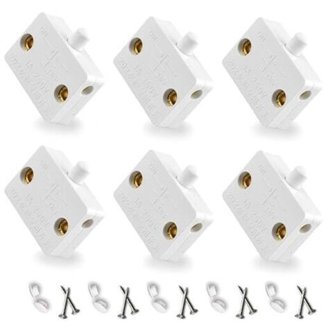 Interruttore automatico della luce KZQ, armadio porta, interruttore a contatto momentaneo, 6 pezzi, ante armadio, interruttore armadio, bianco (1/4)