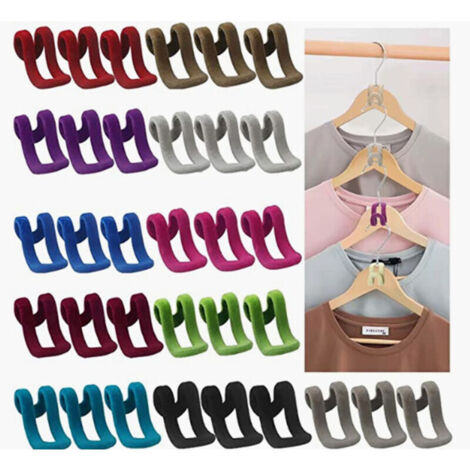 Ganci floccati KZQ, 33 pezzi di ganci floccati antiscivolo per risparmiare spazio. I ganci a cascata sono realizzati in floccatura antiscivolo. I ganci floccati per grucce sono disponibili in 11 color